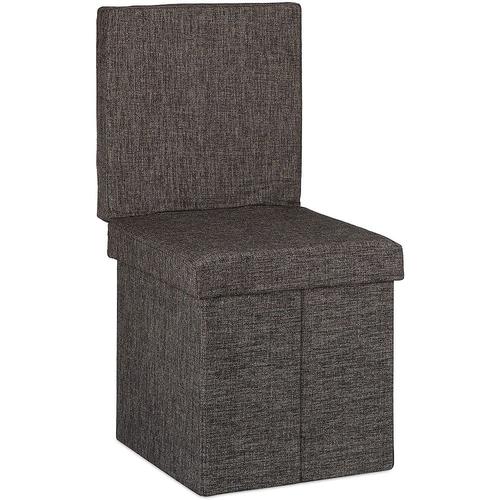 Tabouret Coffre De Rangement Pliant Avec Appui Dos En Lin Marron 13_0002778_2