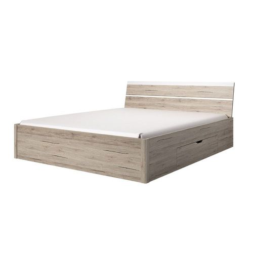 Ensemble Lit 1 Et Chevets Collection Eos. Couleur Chêne Clair Et Blanc.