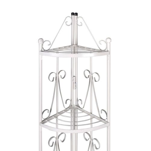 Etagère D'angle 5 Niveaux Acier Blanc Intérieur Ou Extérieur Pour Plantes Fleurs 2702004