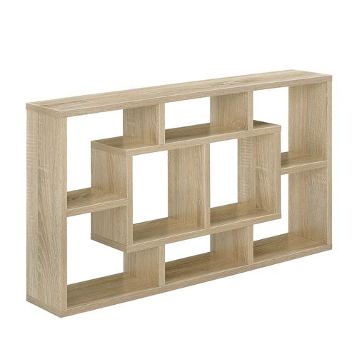 Étagère Murale Design Avec 8 Surfaces De Stockage 85 Cm Effet Hêtre 03_0001736
