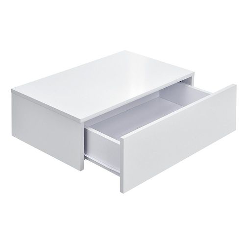 Lot De 2 Tables De Nuits Chevet Étagères Murales Pour Chambre À Coucher Avec 2 Tiroirs 46 Cm Blanc Laqué