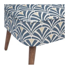 Fauteuil En Bois Et Tissu Chenille Bleu Art Déco