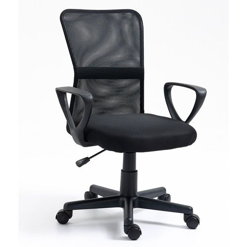 Chaise De Bureau Ergonomique Reglable Avec Accoudoirs Base Nylon Tissu Noir - Nordlys