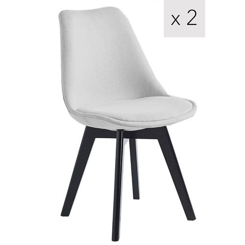 Lot De 2 Chaises De Salle A Manger Scandinaves Pieds Bois Tissu Gris - Nordlys