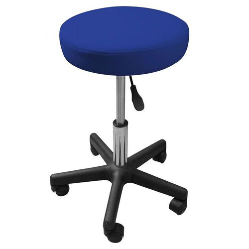 Vivezen - Tabouret Rond À Roulettes Réglable En Hauteur De 43.5 À 60.5 Cm Et Pivotable À 360° - Bleu Azur