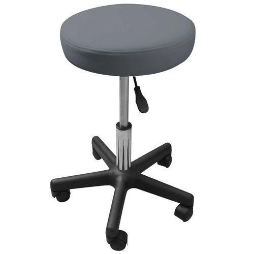 Vivezen - Tabouret Rond À Roulettes Réglable En Hauteur De 43.5 À 60.5 Cm Et Pivotable À 360° - Gris