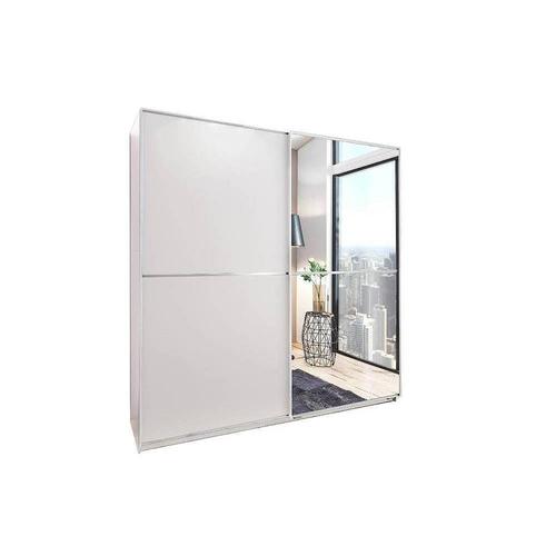 Dressing Coulissant Hendrix 1 Porte Blanc Mat / 1 Porte Miroir L : 135 Cm