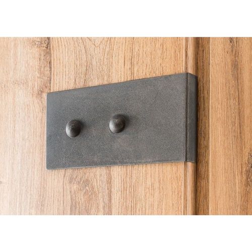 Armoire Vernon Style Industriel 180 Cm 4 Portes Chêne Poutre Et Graphite