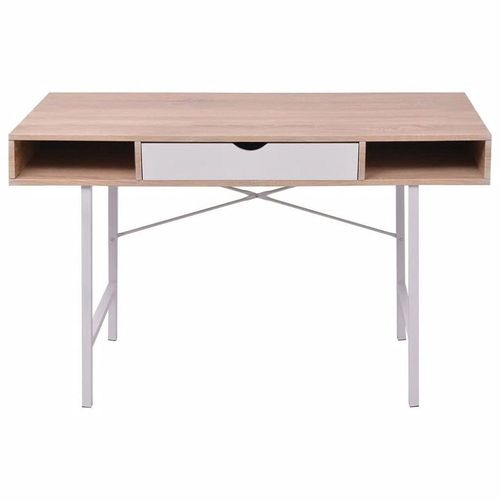 Bureau Table Meuble Travail Informatique Bureau Avec 1 Tiroir Chêne Et Blanc 0502072