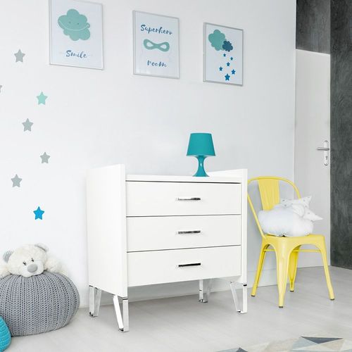 Commode 3 Tiroirs Littlesky By Klups Blanka - Blanc