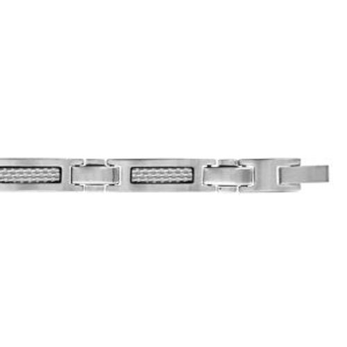 Bracelet Acier Carbone Blanc Double Fermoir 19+1,5cm