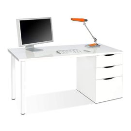 Table D'ordinateur Réversible Bureau Avec Tiroir Coloris Blanc Artic - 138 Cm (Longueur) X 60 Cm (Profond