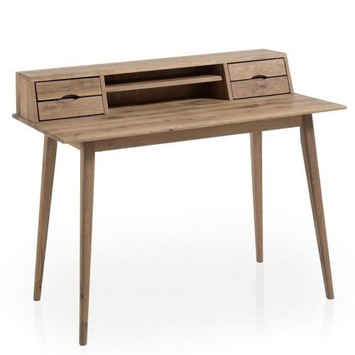 Bureau Tucson Style Scandinave Chêne Noueux Massif 4 Tiroirs