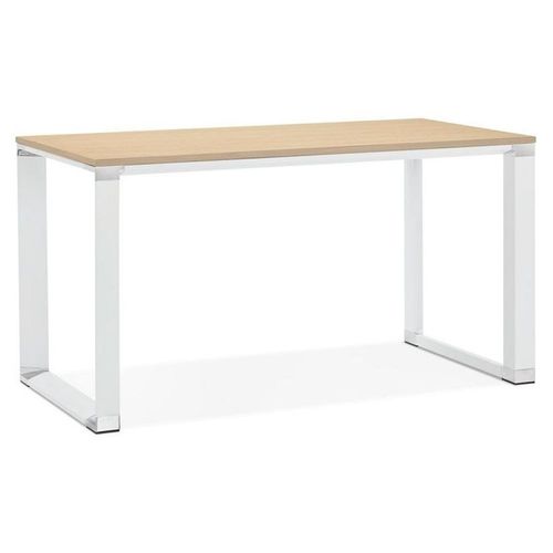 Bureau Design Bois & Métal "Lumio" 140cm Naturel & Blanc
