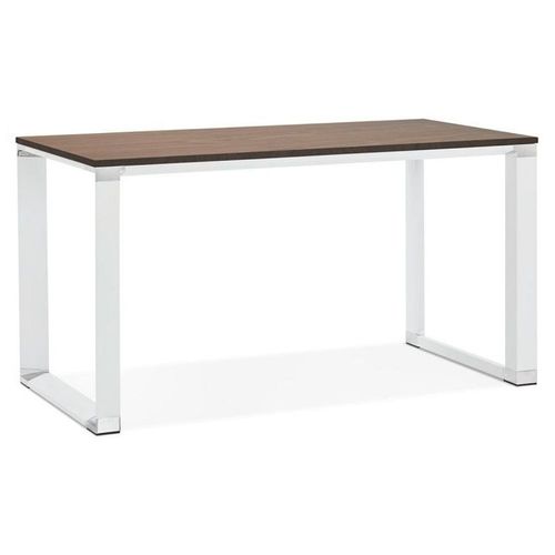 Bureau Design Bois & Métal "Lumio" 140cm Noyer & Blanc