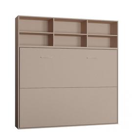 Composition armoire lit escamotable SMART-V2 blanc mat Couchage 140 x 200  cm 2 colonnes rangements + angle blanc Bois Inside75
