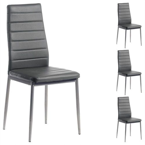 Lot De 4 Chaises De Salle À Manger Nathalie Piètement Métallique Couleur Aluminium Revêtement Synthétique