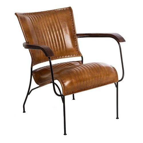 Fauteuil Cuir Hoper Cognac