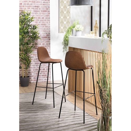 Lot De 2 Tabourets De Bar John Marron Hauteur D'assise 80cm - Augustin