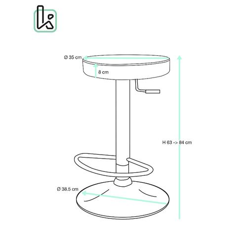 Lot De 2 Tabourets Bar Rond Réglable En Hauteur Et Pivotant - Yo (Noir Intégral)
