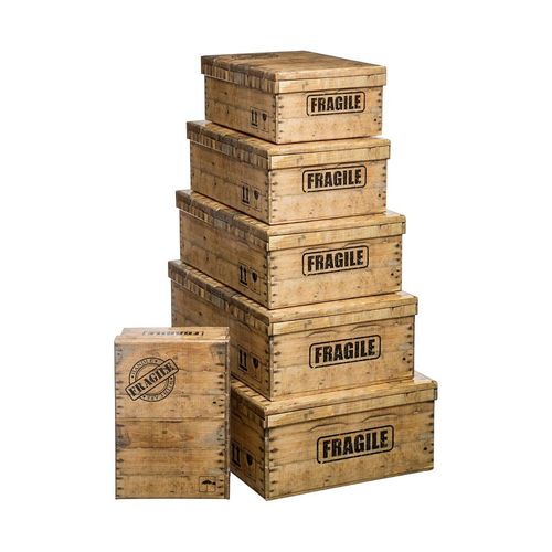 Lot de 6 Boites de rangement avec coins en métal effet cagette