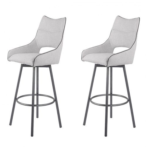 Lot De 2 Chaises Hautes De Bar En Tissu Gris Clair - Roy