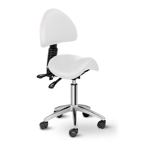 Fauteuil Chaise Siège-Selle Avec Dossier Fer Chromé Similicuir Pvc Blanc 14_0003502