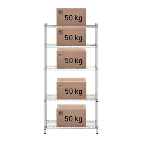 Étagère Métallique Professionnel 35 X 90 X 180 Cm 250 Kg Gris 14_0001537