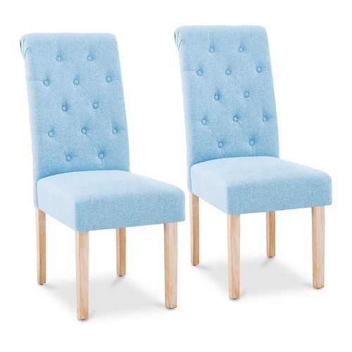 Lot De Deux Chaises En Tissu 180 Kg Max Surface D'assise De 46 X 42 Cm Bleu Ciel 14_0000891