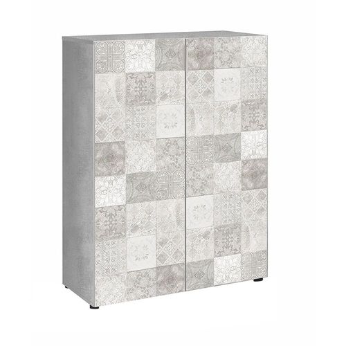 Meuble À Chaussures Avec 6 Étagéres Coloris Dessin Imitation Carrelage / Ciment - Hauteur 103 X Longueur