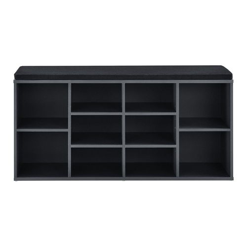 Meuble À Chaussures Banquette Banc Siège En Tissu Polyester 103 Cm Gris Foncé Noir 03_0002848