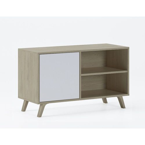 Meuble Tv 100 Avec Porte À Gauche, Modèle Wind, Structure Puccini, Porte Blanche - Skraut Home