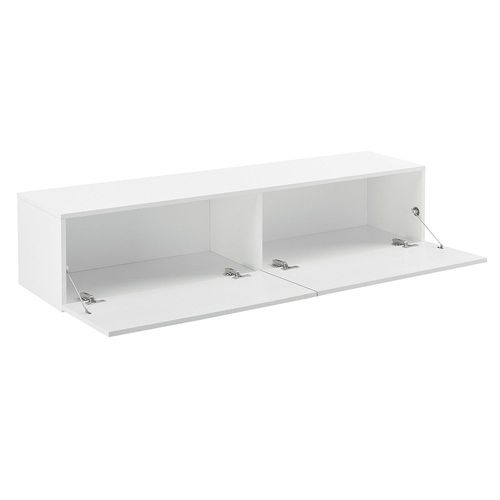 Étagère Murale Design Meuble Support Tv Avec 2 Tiroirs 140 Cm Blanc 03_0005187