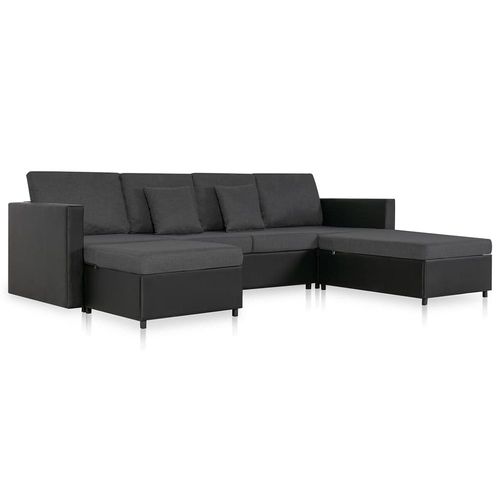 Canapé-Lit Extensible À 4 Places Similicuir Noir - Vidaxl