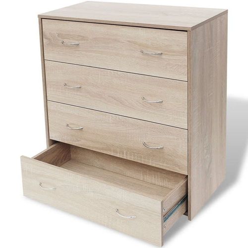 Buffet Bahut Armoire Console Meuble De Rangement Avec 4 Tiroirs 71 Cm Couleur De Chêne Marron 4402121
