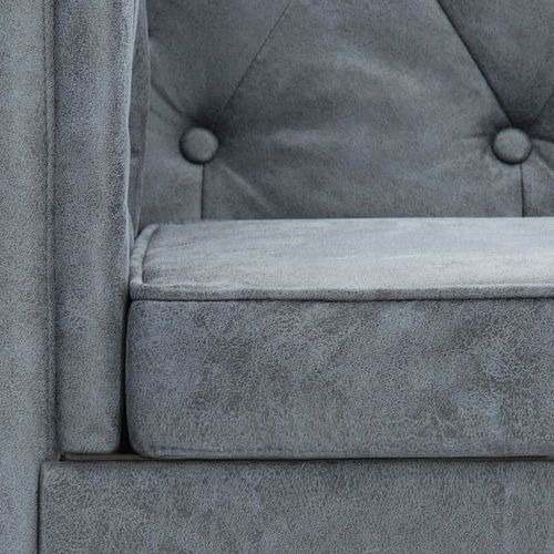Fauteuil Chaise Siège Lounge Design Club Sofa Salon Tapisserie En Tissu Gris 1102344