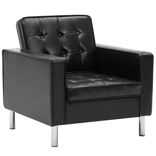Fauteuil Chaise Siège Lounge Design Club Sofa Salon Revêtement Simili-Cuir Noir 1102164/3