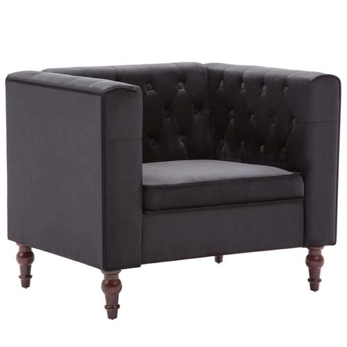 Fauteuil Chaise Siège Lounge Design Club Sofa Salon Avec Revêtement En Velours Noir 1102159/3