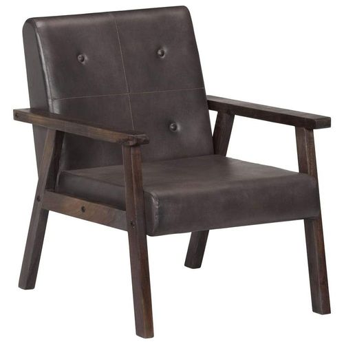 Fauteuil Chaise Siège Lounge Design Club Sofa Salon Gris Cuir Véritable 1102174/3
