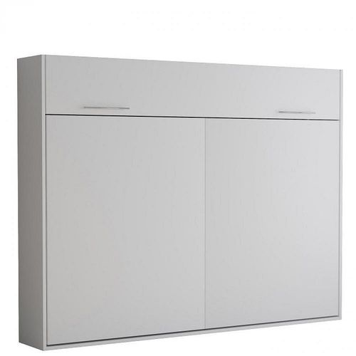 Armoire Lit Escamotable Vertigo Blanc Mat Couchage 140*200 Cm