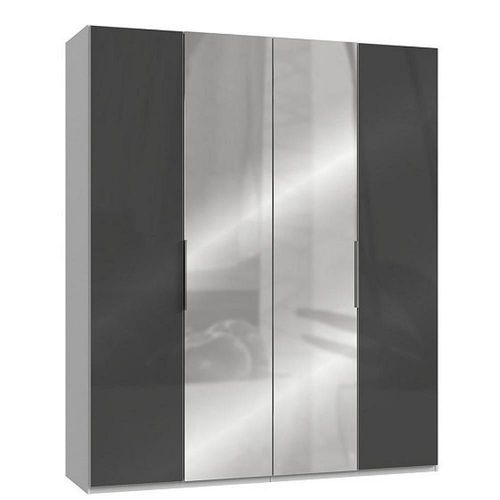 Armoire Penderie Lisea 2 Portes Verre Anthracite 2 Portes Miroir 200 X 236 Cm Ht