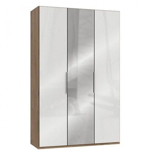 Armoire Penderie Lisea 2 Portes Verre Blanc 1 Porte Miroir 150 X 236 Cm Ht