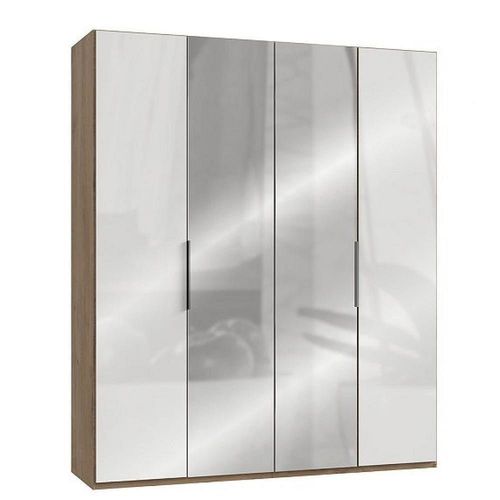 Armoire Penderie Lisea 2 Portes Verre Blanc 2 Portes Miroir 200 X 236 Cm Ht
