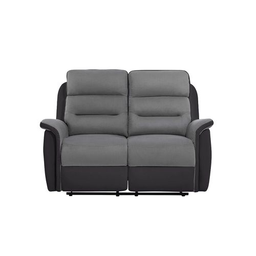 Canapé De Relaxation 2 Places Microfibre / Simili Léon - Gris / Noir