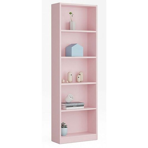 Bibliothèque Avec 5 Étagères Coloris Rose - 180 Cm (Hauteur) X 52 Cm (Longueur) X 25 Cm (Profondeur)