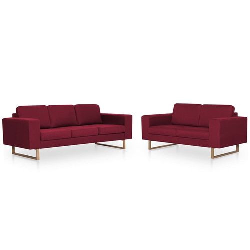 Ensemble De Canapé 2 Pcs Tissu Rouge Bordeaux - Vidaxl