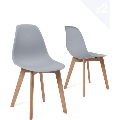 Lot De 2 Chaises De Cuisine Scandinave Nao (Gris)