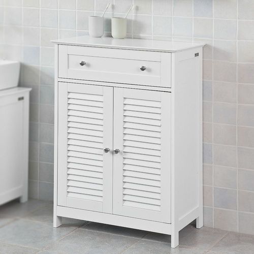 Meuble Bas De Salle De Bain Avec Tiroir Et Cloison Amovible Meuble De Rangement Buffet Com - Sobuy Frg238-W