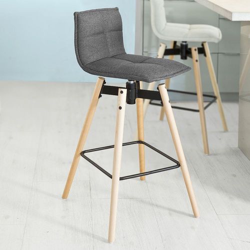 Tabouret De Bar Cuisine Rotatif À 360° Avec Dossier Et Repose-Pieds - Sobuy Fst45-Dg