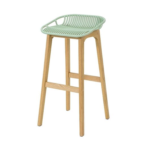 Tabouret De Bar Design Chaise De Bar Cuisine Avec Repose-Pieds Piètement En Bois De Chêne - Sobuy Fst77-Gr